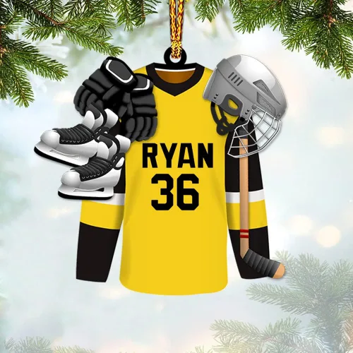 Vista 3 de Adorno acrílico de hockey personalizado 2026, decoración personalizada para árbol de Navidad, regalo único de recuerdo festivo para jugadores