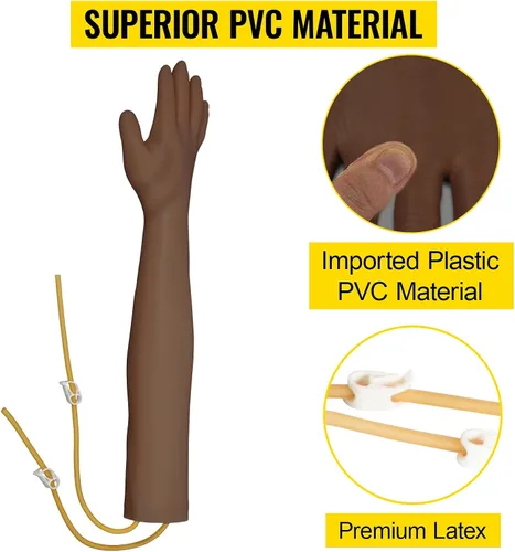 Vista 2 de Kit de práctica IV VEVOR Kit de práctica de flebotomía con piel oscura, kit de práctica de venopunción Kit de brazo modelo de aprendizaje