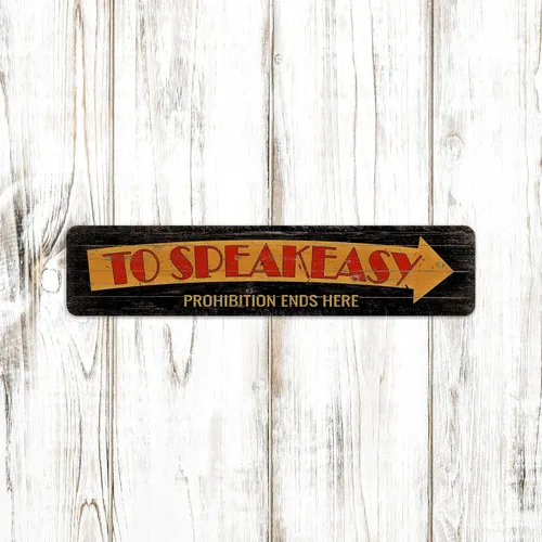 Vista 2 de To Speakeasy Prohibition End Here Sign Decor Rustic Bar Home Bar Entrada a Speakeasy Regalo 4x18 204182001027