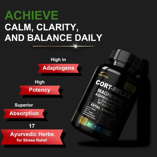 Vista 8 de DLNIA Suplemento Super Calmante de Cortisol con Glicinato de Magnesio, Ashwagandha KSM-66, L-Teanina, Fosfatidilcolina, Ginkgo Biloba y Seta de León