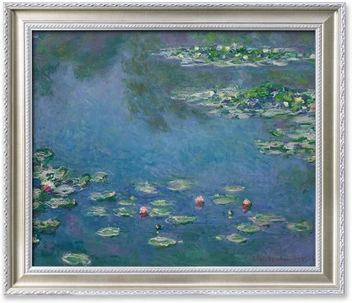 Vista 148 de IPIC - Reproducción artística de los lirios de agua de Claude Monet 1906, impresiones giclée coinciden con el marco dorado clásico, arte de pared