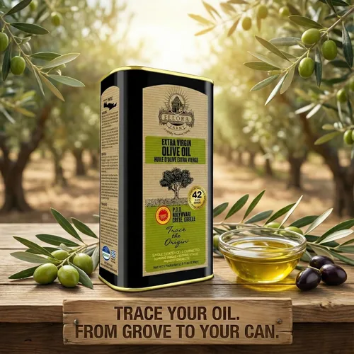 Vista 7 de Ellora Farms, Aceite de oliva virgen extra griego PDO, origen único, variedad única, aceite de oliva prensado en frío y rastreable, cosechado