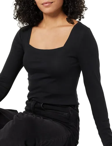 Vista 5 de Tienda Essentials Camiseta de manga larga ajustada con cuello cuadrado para mujer