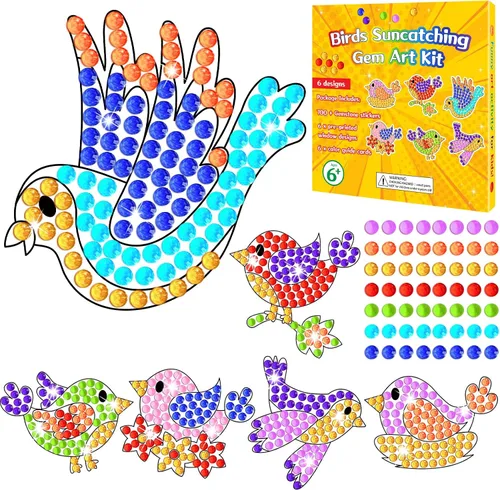 Vista 9 de Qyeahkj 6 piezas de manualidades del día de San Patricio, sombrero de trébol, gema de diamante, atrapasoles para niños, pintura de diamantes de San