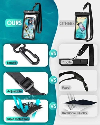 Vista 4 de Hiearcool - Funda impermeable IPX8, universal y compatible con celular iPhone 12, Pro 11, Pro Max, XS, Max, XR, X, 8, 7, Samsung Galaxy S10, S9