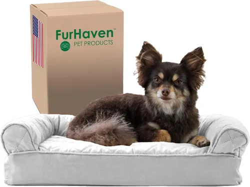 Vista 57 de Furhaven Cama para perro de espuma viscoelástica para perros medianos y pequeños con cojines extraíbles y funda lavable, para perros de hasta 35