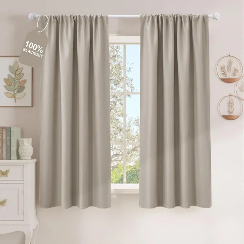 Vista 12 de NICETOWN Biscotti - Cortinas de cocina beige de 36 pulgadas de largo, bolsillo para barra, 100% opacas, casuales y relajantes, tratamientos