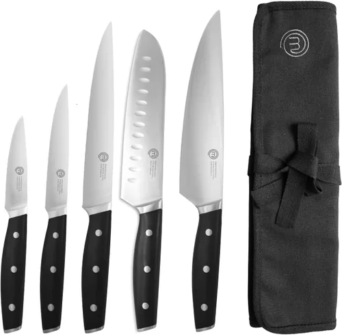 Vista 10 de MasterChef Cuchillo para pan de 33 cm con hoja de acero inoxidable de alto carbono y mangos triples remachados, cuchillo de cocina profesional