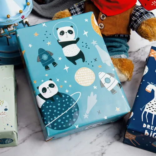 Vista 4 de WRAPAHOLIC Hoja de papel de regalo, 12 hojas con bonito diseño de animales para cumpleaños, vacaciones, fiestas, baby shower, 17.5 x 39.3 pulgadas