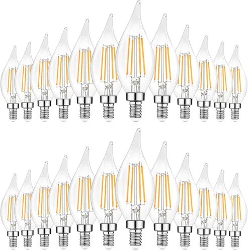 Vista 11 de TOBUSA Bombillas LED para candelabros E12, bombillas de araña de filamento 5000K Blanco luz día