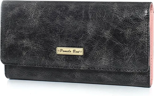 Vista 8 de Billetera para mujer, con bloqueo RFID, triple pliegue, tarjetero, delgada, con bolsillo para monedas con cremallera, Negro -, Negro