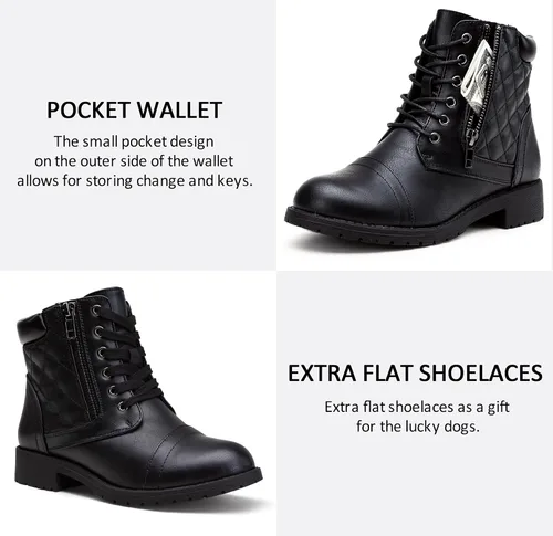 Vista 4 de Vepose - Botas de combate a la moda para mujer, altura al tobillo