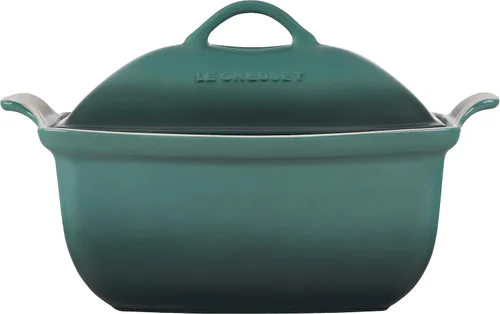 Vista 2 de Le Creuset Heritage - Cacerola de cerámica profunda con tapa, 4.5 qt., alcachofa