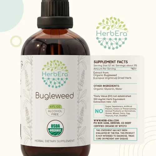Vista 5 de HerbEra Bugleweed B120 USDA - Tintura orgánica Extracto sin alcohol, gotas de hierbas de alta potencia Bugleweed orgánico certificado
