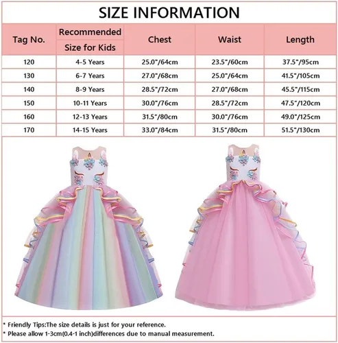 Vista 7 de Disfraz de unicornio para niñas, vestido largo de tul con diadema, fiesta de cumpleaños, carnaval, cosplay