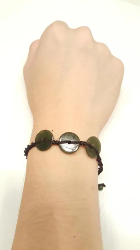 Vista 4 de Infinityee888 - Pulseras de cuentas de jade con moneda verde Feng Shui para hombres, mujeres, pulsera -BC01, Piedra