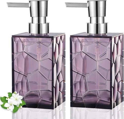 Vista 6 de Dispensador de Jabón de Manos, Botellas de Bomba Líquida de Plástico Acrílico Transparente Recargables Dispensador de Loción para Decoración de Baño