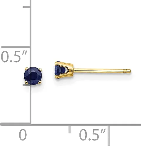 Vista 4 de Aretes de oro amarillo de 14 quilates de 0.118in de septiembrezafiro con piedra natal de septiembre, joyería fina para mujer, regalos para ella