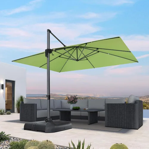 Vista 60 de PURPLE LEAF Sombrilla de patio de 8 pies para exteriores, sombrilla voladiza cuadrada de aluminio con rotación de 360 grados para jardín, terraza