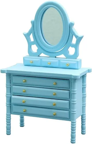 Vista 6 de AirAds Dollhouse 1:12 Muebles en miniatura con espejo; precio cada uno (1 tocador azul)