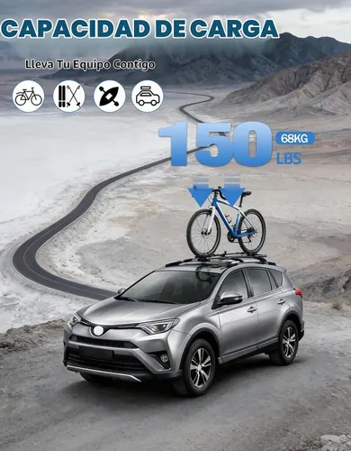 Vista 3 de FengYu Barras Transversales de Techo Compatibles con Toyota RAV4 2013-2018 con Rieles Laterales, Barras Transversales de Aluminio, Portaequipajes