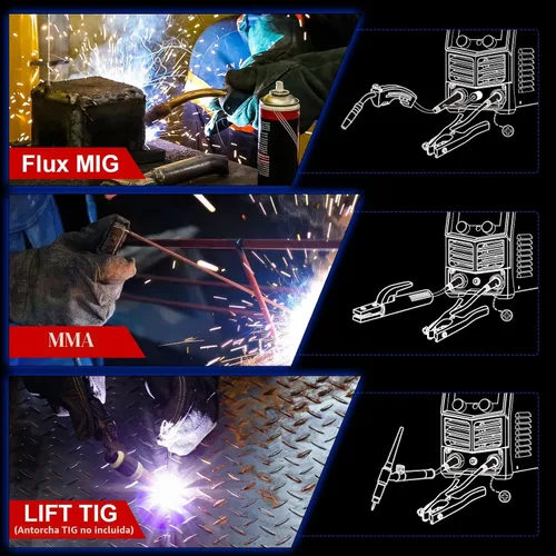Vista 2 de GZ GUOZHI 145A Soldador MIG, Soldador 3 en 1 FLUX MIG/Lift TIG/ARC Soldador MIG Multi-Proceso, Máquina de Soldadura 110V, Soldador de Núcleo