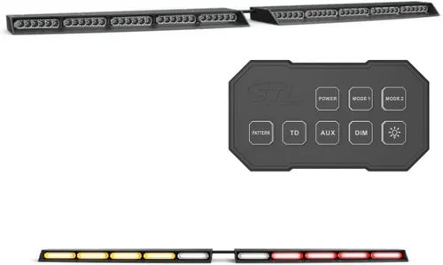 Vista 14 de SpeedTech Lights Raptor Elite TIR - Barra de luz LED estroboscópica para parabrisas superior, con soporte y caja de control, color ámbar/ámbar