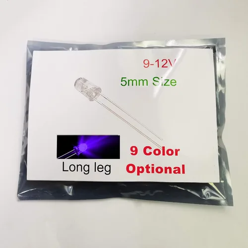 Vista 14 de 50 piezas 12 V 5 mm LED blanco 9 V - 12 V Diodos emisores de luz para grupo de instrumentos
