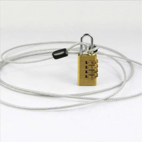 Vista 4 de WANLIAN Cable de acero de seguridad, cable de bloqueo, cable de bloqueo flexible de acero trenzado de doble bucle, plateado, 78.7 in de largo