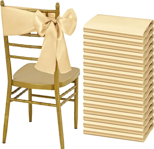 Vista 24 de Showgeous 60 cintas de satén color burdeos para decoración de sillas de recepción de boda, lazos para sillas de 7 x 78 pulgadas para banquetes