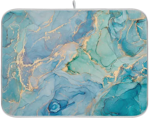 Vista 63 de Tapete de Secado de Platos de Florero de Girasoles Otoñales para Encimera de Cocina, Tapete de Secado de Hojas de Arce y Calabaza Otoñal de 16 x 18