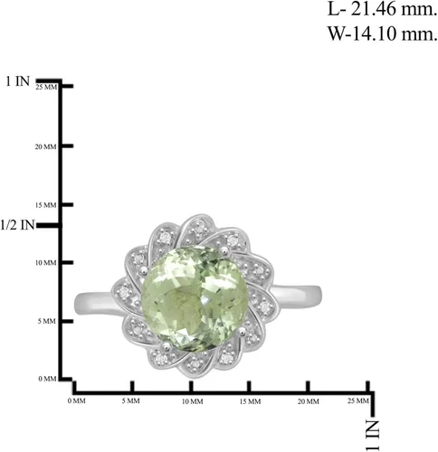 Vista 4 de JEWELEXCESS Anillo de amatista verde y diamantes blancos con acento de 2,50 quilates en plata de ley