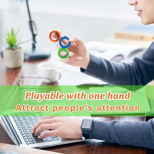 Vista 4 de Dermasy Juego de 3 piezas de anillos magnéticos para aliviar el estrés y la ansiedad, gran regalo para adolescentes, niños y adultos con TOC, TDAH