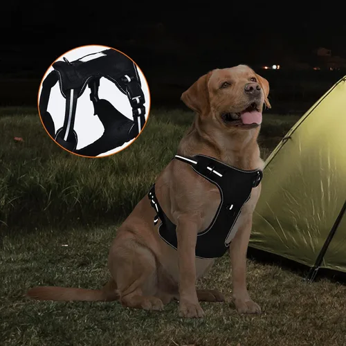 Vista 8 de Amazon Basics Arnés para perro sin tirones, clip frontal ajustable, chaleco táctico, pequeño, negro