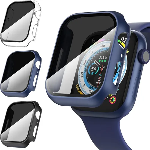 Vista 9 de Suoman - Funda protectora de pantalla para Apple Watch Series 6/5/4 SE de 1.575 in Paquete de 3 fundas ultrafinas de vidrio templado para iWatch