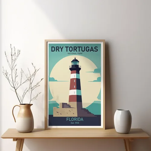Vista 3 de Dry Tortugas National Park - Classic USA Travel Poster, Retro Wall Art