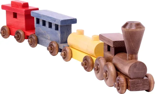 Vista 2 de Juego de juguete de tren de madera, 24 pulgadas de largo, acabado aprobado por CPSIA (Circus Splash)