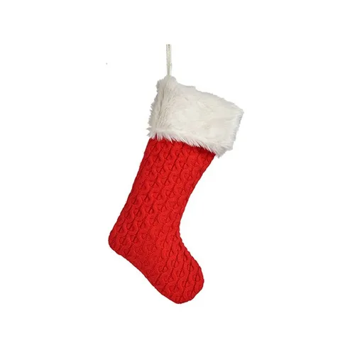 Vista 3 de Adorno Navideño Krist+ Rojo Tela Calcetín de Navidad 28 x 4 x 46 cm (12 Unidades)