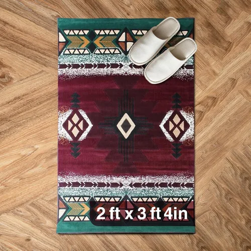Vista 40 de YHSF South West - alfombra estilo nativo americano del suroeste C318 - fácil de limpiar, gruesa, suave, duradera, alfombra inspirada en tribus