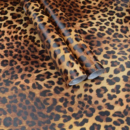 Vista 2 de Taogift Vinilo autoadhesivo con estampado de leopardo y papel de contacto para cajones, gabinetes de mesa, muebles, paredes, manualidades