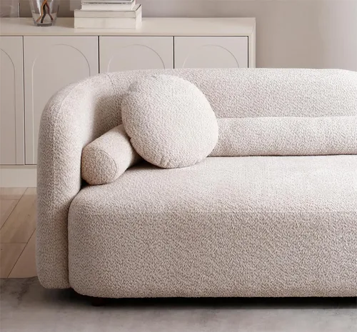 Vista 8 de KEVINSPACE Sofá moderno de 4 plazas con respaldo curvo de 88.58 pulgadas, estilo minimalista, cómodo sofá de 4 plazas con almohadas – Sofá de Beige