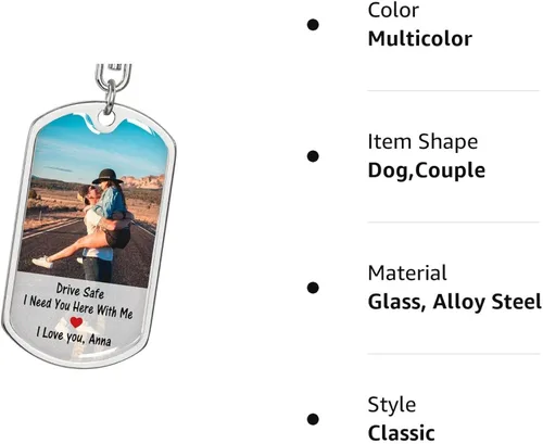 Vista 7 de Llavero para parejas personalizado con llavero de fotos llavero personalizado para pareja regalo para él regalos para novio regalos para marido