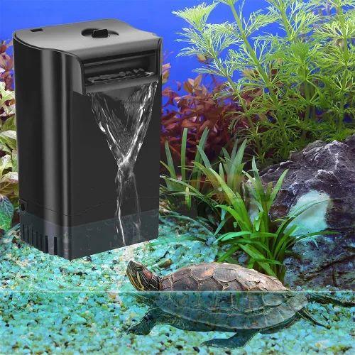 Vista 7 de DaToo Filtro de tanque de tortuga, filtro de acuario de potencia interna, biofiltración de bajo nivel de agua, filtro de tanque de peces grande