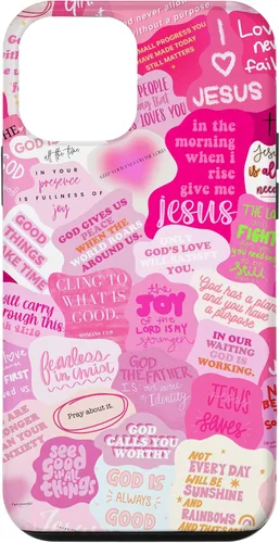 Vista 16 de Funda estética para iPhone 16 con versículos bíblicos cristianos con citas positivas