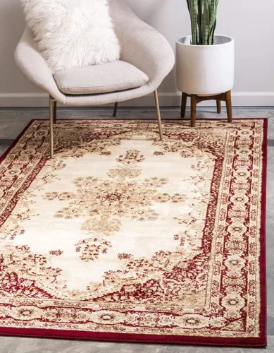 Vista 10 de Unique Loom - Alfombra clásica tradicional, colección Versalles, Polipropileno, Rojo/Borgoña