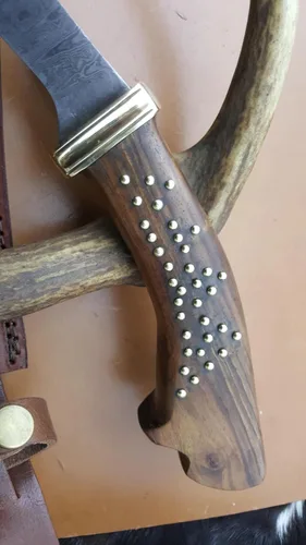 Vista 6 de SW-002 Espada de acero de Damasco, Gladio vikingo forjado a mano, espada de gladiador ranurada en sangre