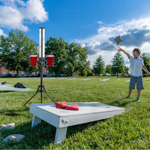 Vista 2 de Cornhole Scoreboard 2 Sets, Metal Magnetic Cornhole Score Keeper with Drink Holder, Easy to Assemble, Score Tracking, Perfect Score Tracking