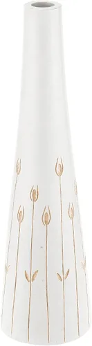 Vista 3 de AeraVida Floreciendo Meadow White - Jarrón de madera de mango en forma de botella de 14 pulgadas Elegante decoración rústica hecha a mano
