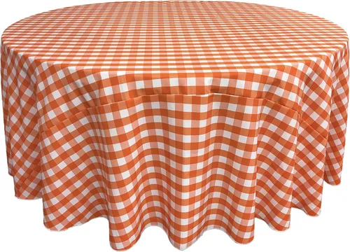 Vista 10 de Mantel LA Linen, redondo, a cuadros, polivinílico, 51 pulgadas.