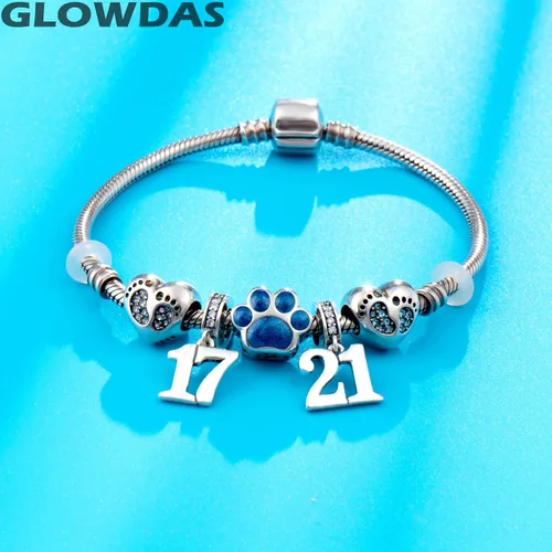 Vista 4 de GLOWDAS Abalorios de cumpleaños de 10 a 25 28 30 31 33 35 36 40 45 50 55 60 65 70 75 80, abalorios de plata de ley 925 para pulseracollar